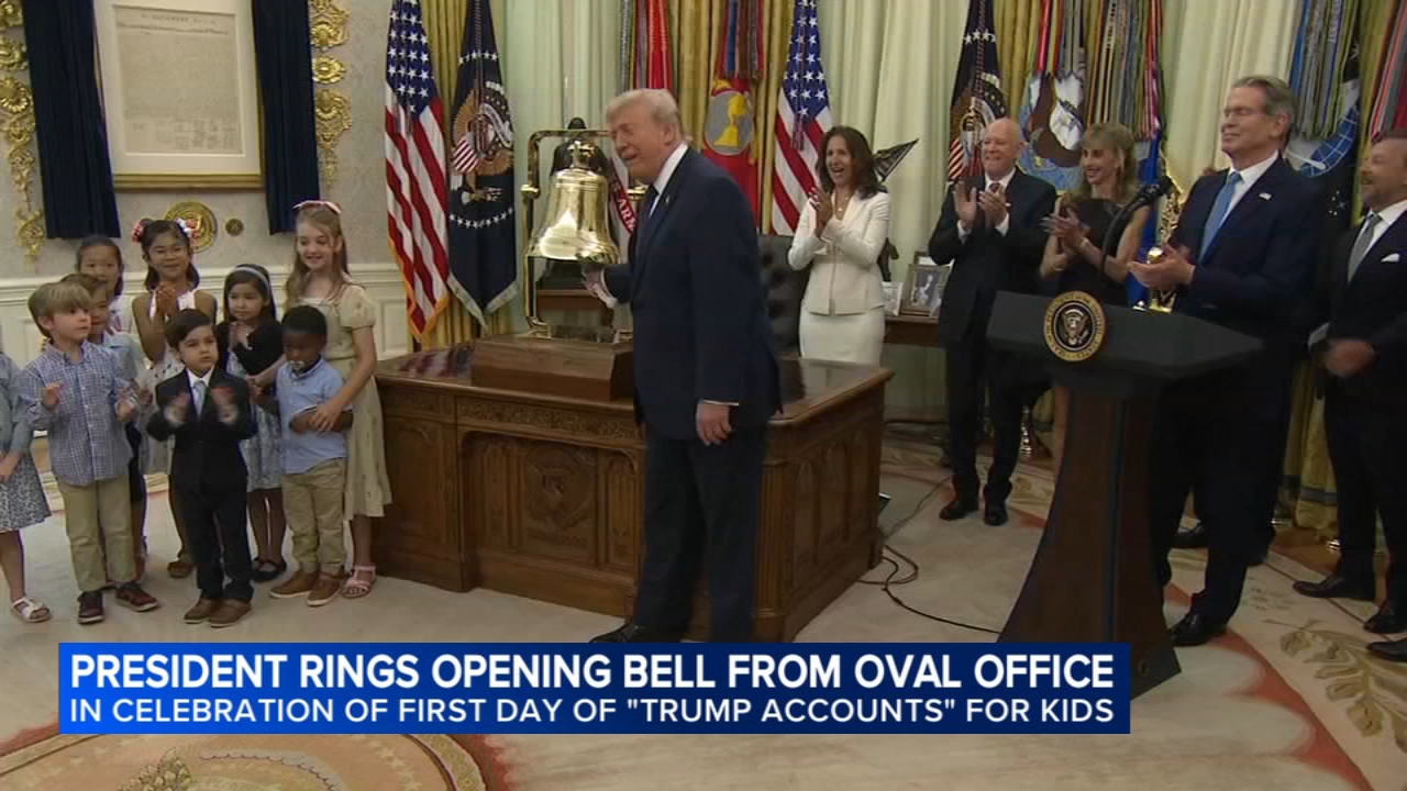 Trump rings Wall Street's opening bell to mark 1st day of trading for Trump Accounts